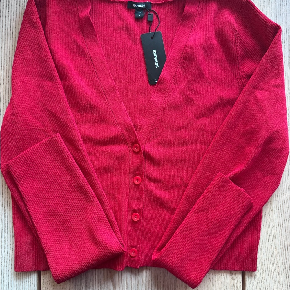 Express Women's Vibrant Red Cardigan